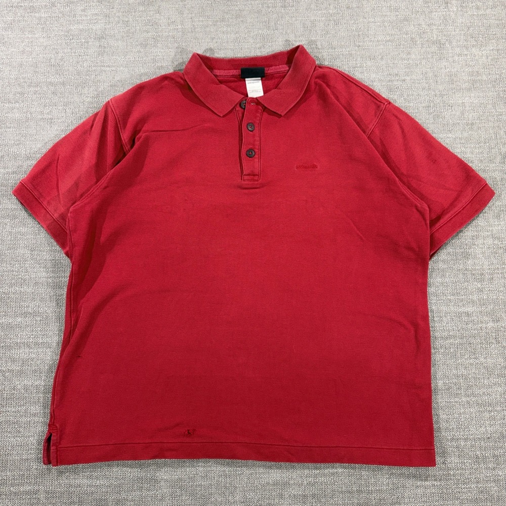 Patagonia Polo Shirt Mens Medium Red Good Organic Cotton Short Sleeve Pique